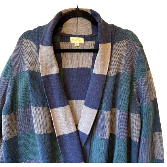 Mod Cloth Cardigan Sweater Womens Size 1X Open Front‎ Cozy 100% Cotton Blue Cozy - Picture 2 of 9